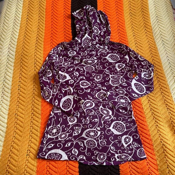 1970s vintage swirl print hooded tunic with bellsleeves from June Gale - made in - Picture 16 of 16